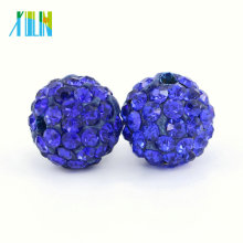 High Quality Round Clay Shamballa Rhinestone Pave Crystal Beads for Wedding Dress , IB00112 - Sapphire